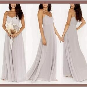 SHOW ME YOUR MUMU Faith Maxi Dress Dove Grey Chiffon Weddings Prom Small NEW
